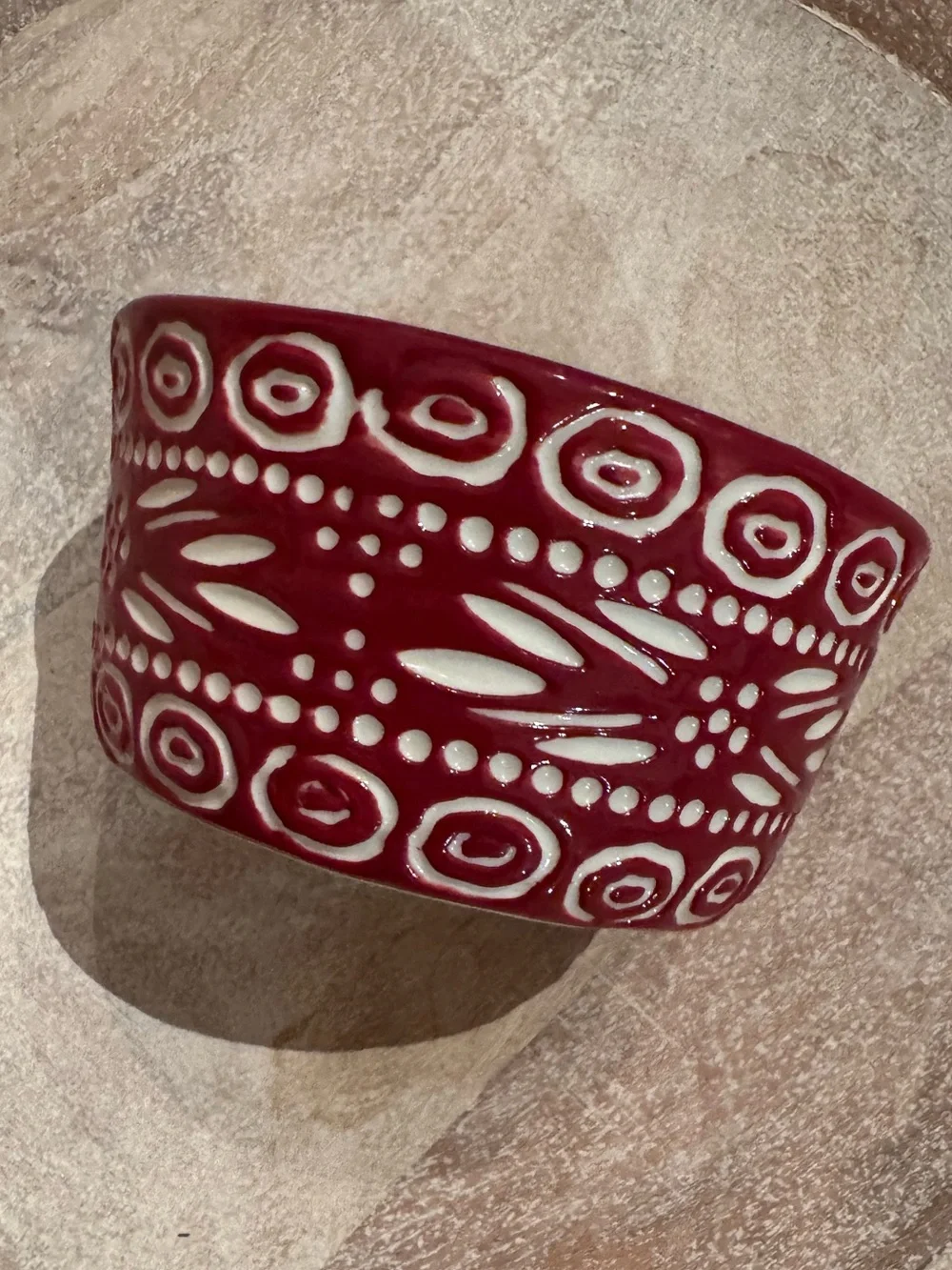 Temp-Tations Red and White Patterned Ceramic Serving Bowl